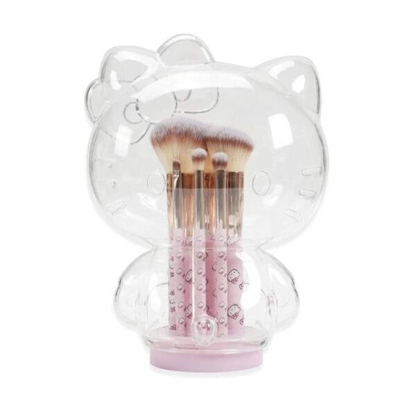 Hello Kitty Makeup Brush Set With Clear Kitty Holder & Pink Handles - Picture 3 of 7